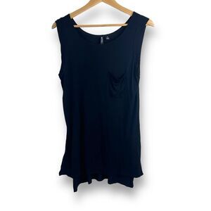 Valette Women's Size M Sleeveless Tunic Tank Black Drapey Lagenlook Layering Top